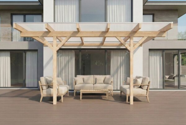 Premium Terrassenüberdachung Leimbinderbausatz – Doppelstegplatten 16mm Weiß/Opal | Alu-Alu Profiltyp – 10160 x 3500 mm