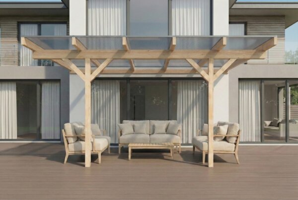 Premium Terrassenüberdachung Leimbinderbausatz – Doppelstegplatten 16mm Anthrazit | Alu-Gummi Profiltyp