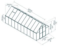 Gewächshaus Essence Silber 244 cm breit verschiedene Längen