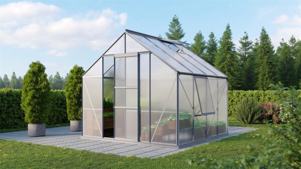 Gewächshaus Meridian 1.0 Polycarbonat / Sicherheitsglas Alu