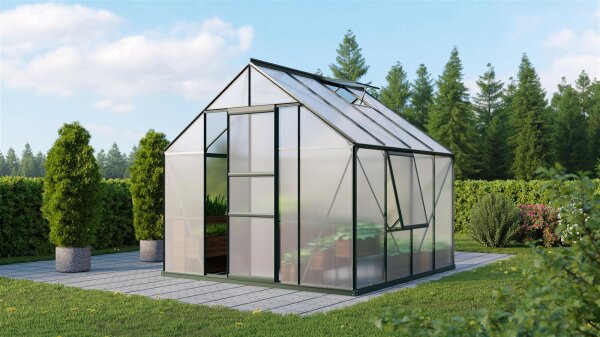 Gewächshaus Meridian 1.0 Polycarbonat / Sicherheitsglas Smaragd