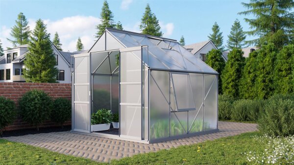Gewächshaus Meridian 2.0 Polycarbonat / Sicherheitsglas Alu