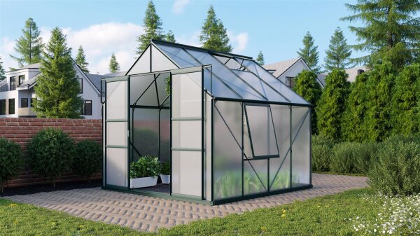 Gewächshaus Meridian 2.0 Polycarbonat / Sicherheitsglas Smaragd