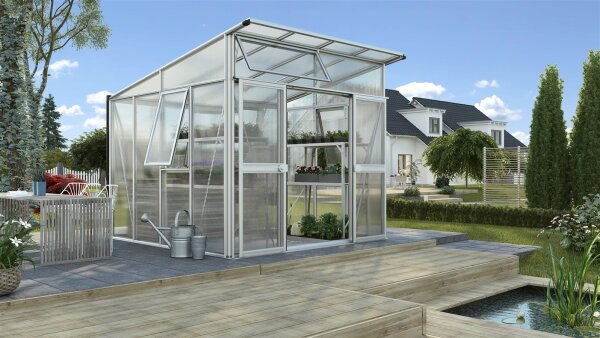 Gewächshaus Aphrodite Polycarbonat / Sicherheitsglas Alu
