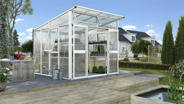 Gewächshaus Aphrodite Polycarbonat / Sicherheitsglas Weiß