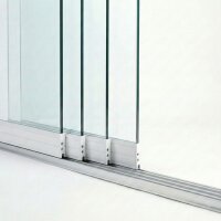 Glasschiebewand Cremeweiß Komplettset 10 mm ESG...
