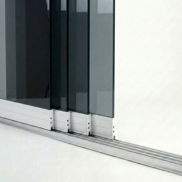 Glasschiebewand Cremeweiß Komplettset 10 mm ESG Glas - Dunkelgrau