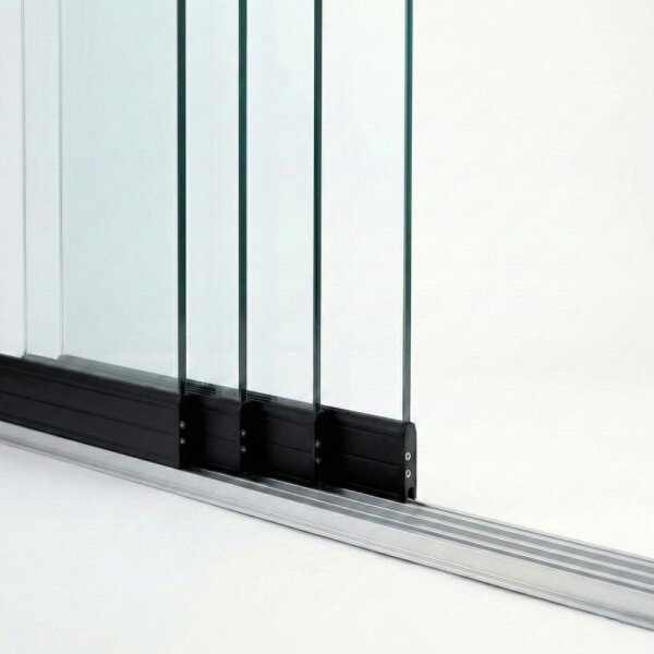 Glasschiebewand Tiefschwarz Komplettset 10 mm ESG Glas - Klar