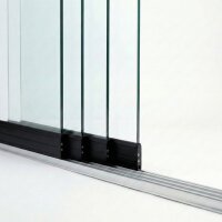 Glasschiebewand Tiefschwarz Komplettset 10 mm ESG Glas -...