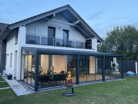 Kaltwintergarten Aluminium Anthrazit - Doppelstegplatten 16mm Farblos Klar