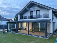 Kaltwintergarten Aluminium Anthrazit - Doppelstegplatten 16mm Weiß Opal