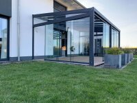 Kaltwintergarten Aluminium Anthrazit - Doppelstegplatten 16mm Weiß Opal