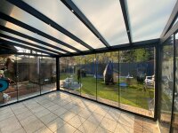 Kaltwintergarten Aluminium Anthrazit - Doppelstegplatten 16mm Weiß Opal