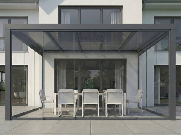 Kaltwintergarten Aluminium Anthrazit - Doppelstegplatten 16mm Anthrazit