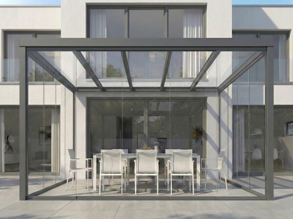Kaltwintergarten Aluminium Anthrazit - VSG Glas   Farblos Klar