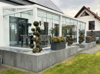 Kaltwintergarten Aluminium Cremeweiß - VSG Glas Weiß Opal