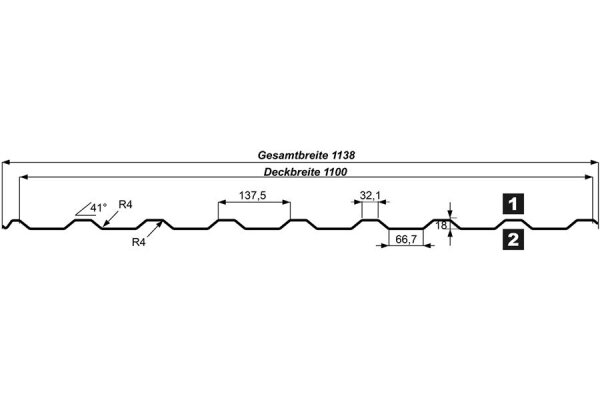 Trapezblech T20M Dachprofil 0,50 mm Stärke 25µm Standardpolyester 1138 mm Anthrazit