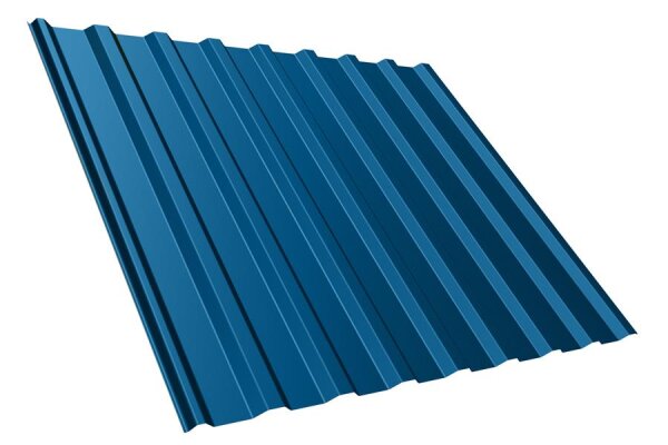Trapezblech T20M Dachprofil 0,50 mm Stärke 25µm Standardpolyester 1138 mm Enzianblau mit Antikondensbeschichtung