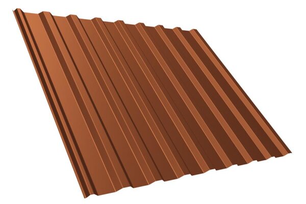 Trapezblech T20M Dachprofil 0,75 mm Stärke 25µm Standardpolyester 1138 mm Ziegelrot mit Antikondensbeschichtung