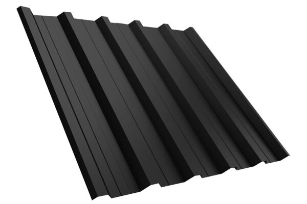 Trapezblech T35DR Dachprofil 0,50 mm Stärke 25µm Standardpolyester 1080 mm Tiefschwarz