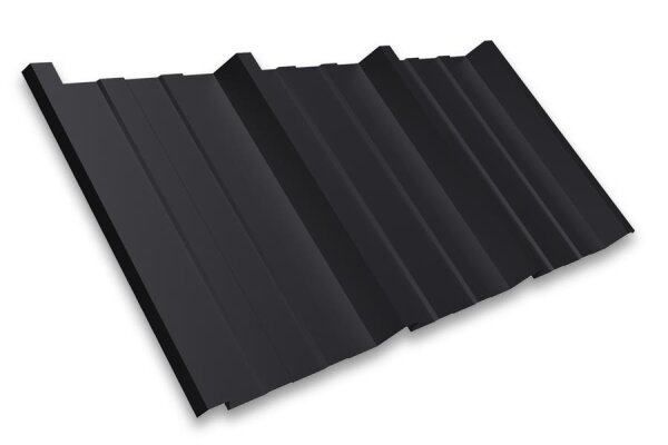 Trapezblech T45P Dachprofil 0,50 mm Stärke 25µm Standardpolyester 1047 mm Tiefschwarz mit Antikondensbeschichtung