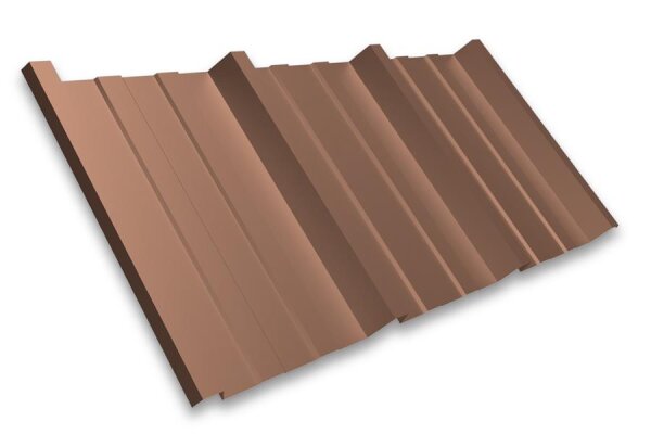 Trapezblech T45P Dachprofil 0,63 mm Stärke 25µm Standardpolyester 1047 mm Ziegelrot mit Antikondensbeschichtung