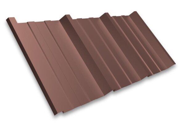 Trapezblech T45P Dachprofil 0,63 mm Stärke 25µm Standardpolyester 1047 mm Rotbraun