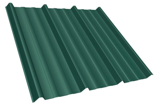 Trapezblech T45P Dachprofil 0,75 mm Stärke 25µm Standardpolyester 1047 mm Moosgrün mit Antikondensbeschichtung
