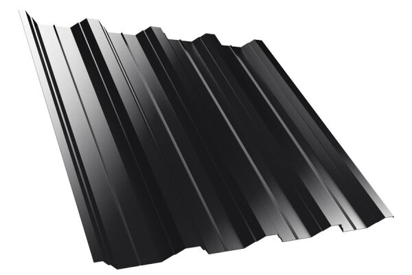 Trapezblech T50P Dachprofil 0,50 mm Stärke 35µm Polyester Matt-Grobkörnig 1085 mm Schwarz mit Antikondensbeschichtung