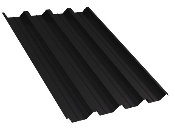 Trapezblech T60P Dachprofil 0,50 mm Stärke 25µm Standardpolyester 1058mm Tiefschwarz mit Antikondensbeschichtung