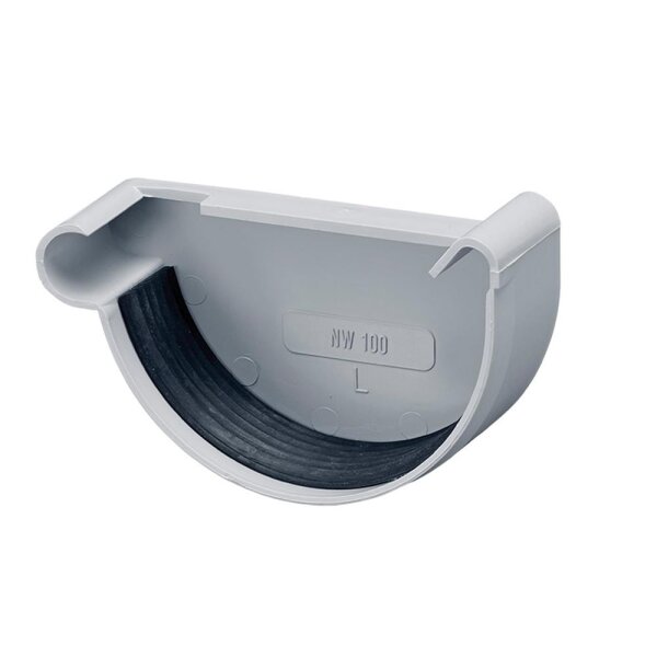 Rinnenendstück PVC grau links