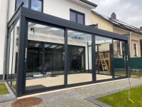 Premium Terrassenüberdachung Aluminium Anthrazit - Doppelstegplatten 16mm Farblos Klar