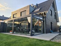 Premium Terrassenüberdachung Aluminium Anthrazit - Doppelstegplatten 16mm Farblos Klar