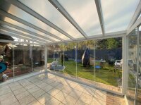 Premium Terrassenüberdachung Aluminium Cremeweiß - Doppelstegplatten 16mm Weiß Opal