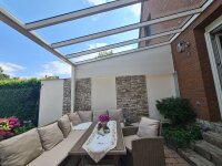 Premium Terrassenüberdachung Aluminium Cremeweiß - Doppelstegplatten 16mm Anthrazit
