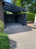 Premium Terrassenüberdachung Aluminium Tiefschwarz - Doppelstegplatten 16mm Farblos Klar