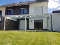 Premium Terrassenüberdachung Aluminium Cremeweiß - VSG Glas Farblos Klar
