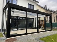 Premium Terrassenüberdachung Aluminium Tiefschwarz - VSG Glas Farblos Klar