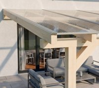 Premium Terrassenüberdachung Leimbinderbausatz – Doppelstegplatten 16mm Farblos Klar | Alu-Gummi Profiltyp – 4100 x 3000 mm