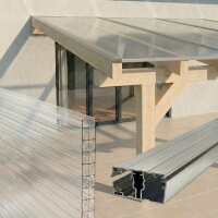 Premium Terrassenüberdachung Leimbinderbausatz - Doppelstegplatten 16mm Farblos Klar | Alu-Alu Profiltyp
